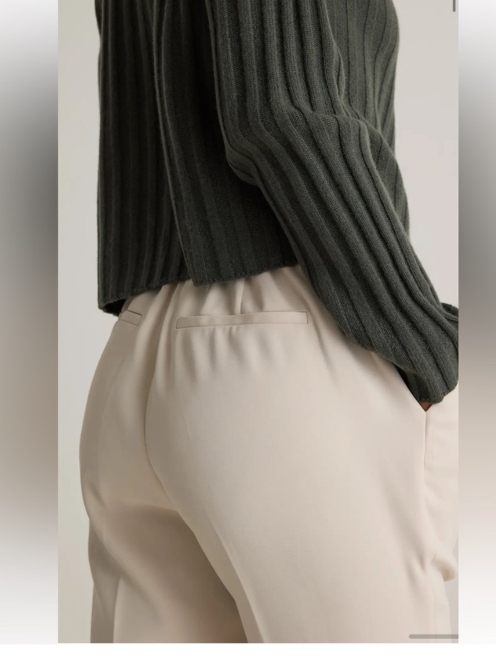 Quince Stretch Crepe Ankle Pants in Sand - Picture 4 of 13
